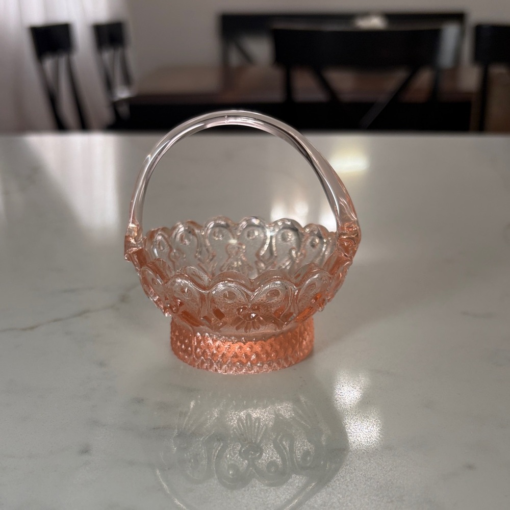Elegant Pink Glass Basket